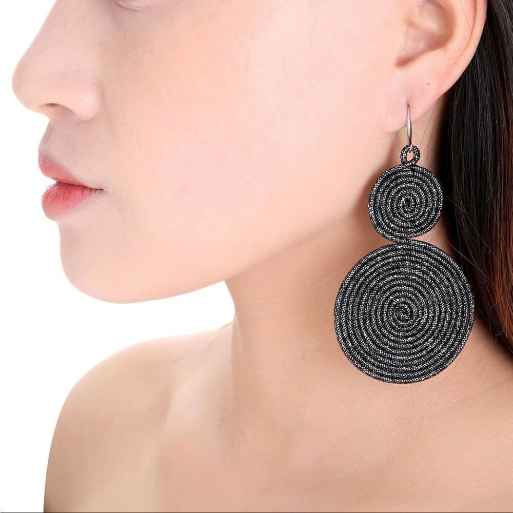 Amrita Singh Evangeline Black Lurex Coil Earrings